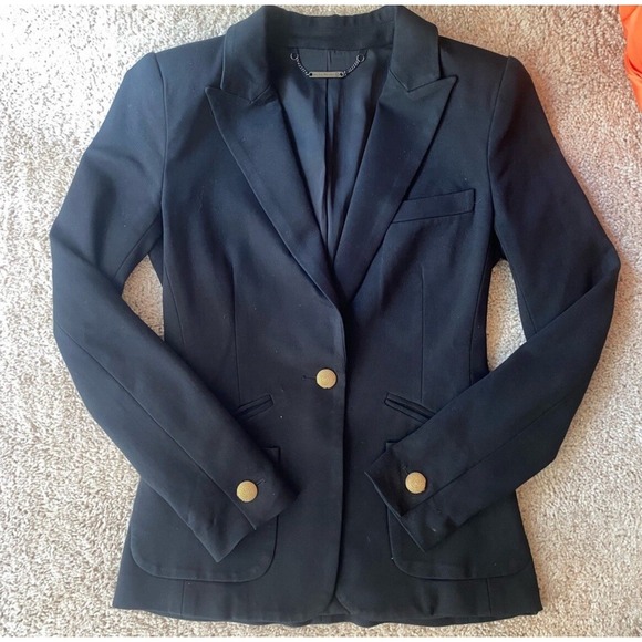 Trina Turk Jackets & Blazers - Trina Turk Black Single Gold Button Closure Blazer Jacket Size M/8